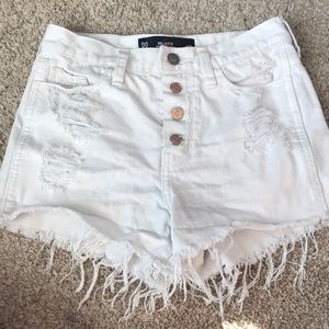 High waisted white shorts